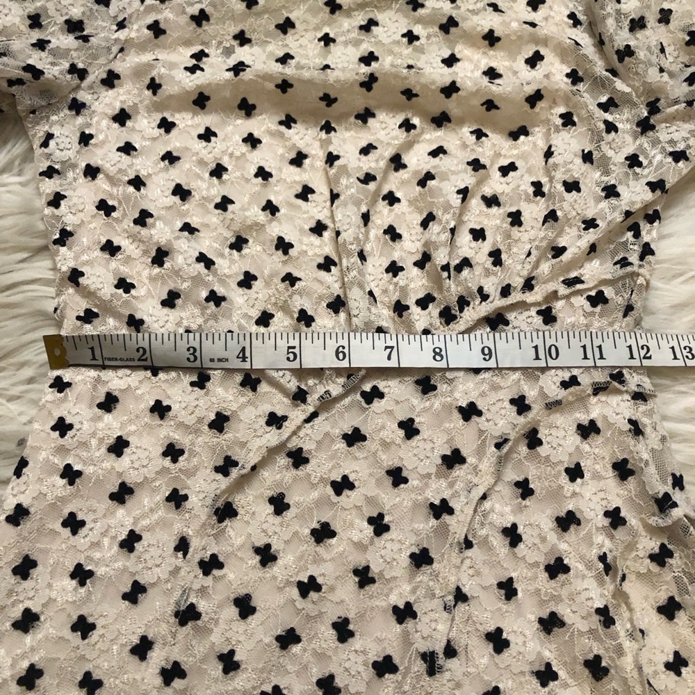 Free People Sheer Delight Polka Dots Bow Mesh Open Back Black Cream Mini size S - Picture 14 of 15